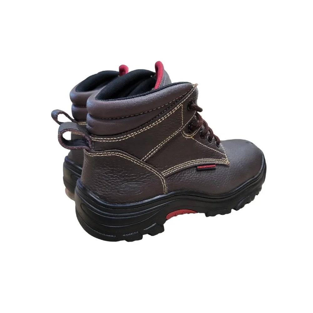 Skechers Burgin Tarlac Men's Brown‎ Steel Toe Work Boots 77143 Size 8.5 M